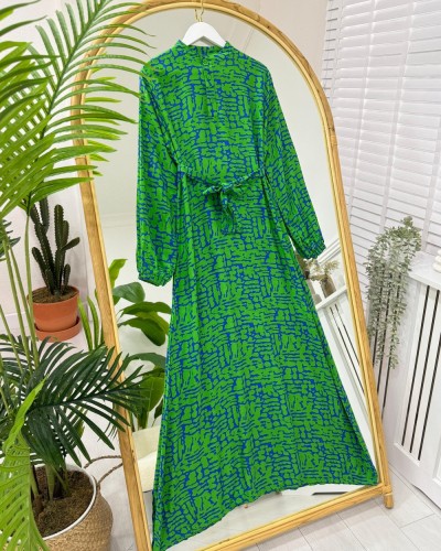 Erida Viskon Elbise yeşil