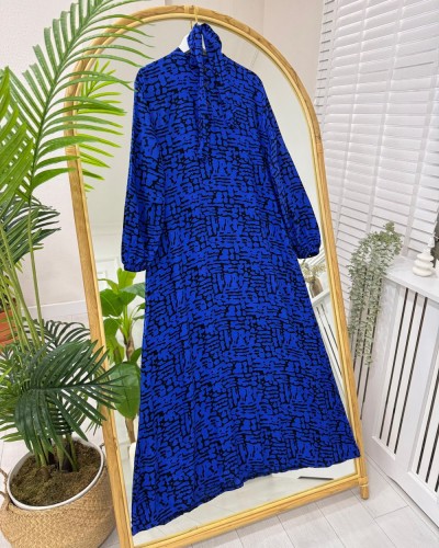 Erida Viskon Elbise saks mavi