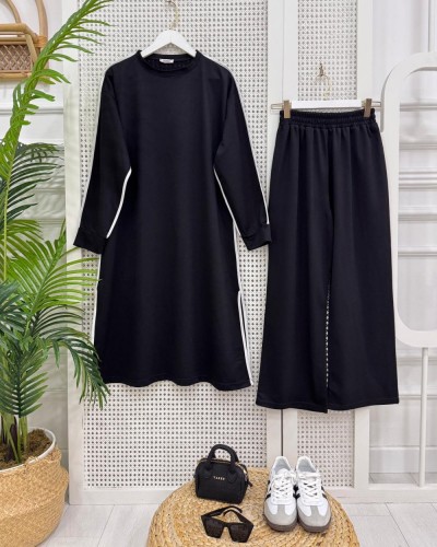 Long ikili takım siyah