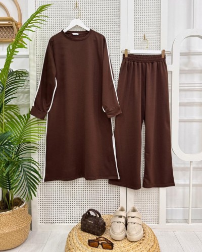 Long İkili Takım Kahverengi