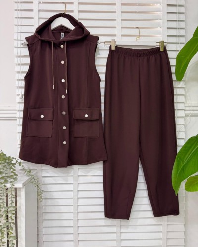 Erva ikili Takım kahverengi