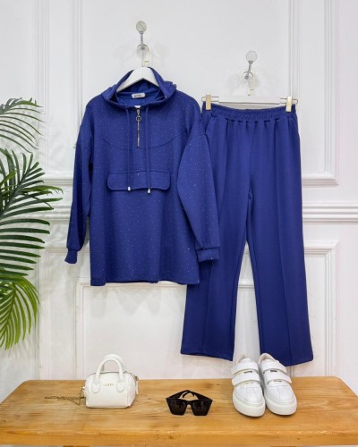 Ejla taşlı ikili Takım indigo