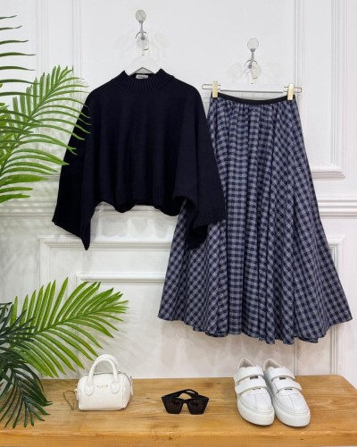 Melisa ikili kombin lacivert kazak, lacivert etek