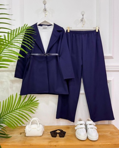 Layza ceketli İkili takım lacivert