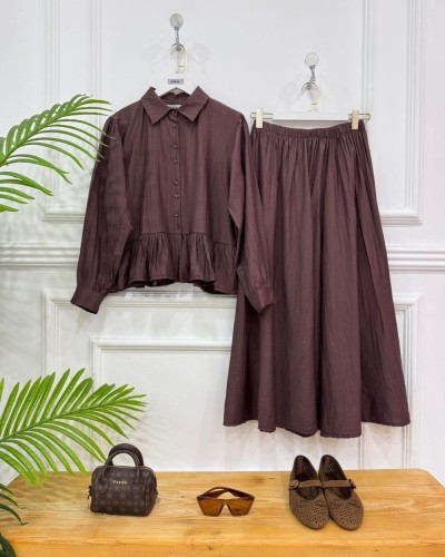 Asmin ikili takım kahverengi