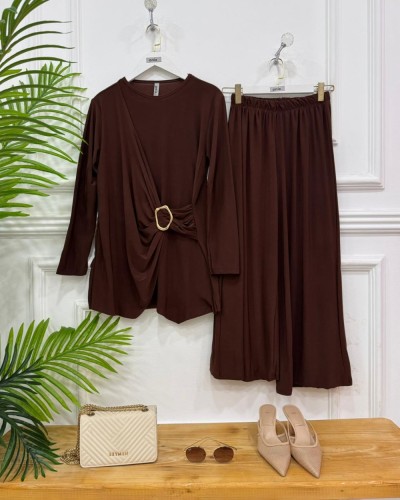 Öykü ikili takım kahverengi